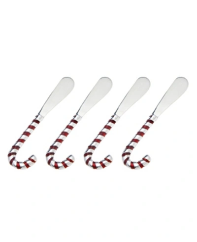 Godinger Candy Cane 4 Piece Cake Knife And Server Set In Red