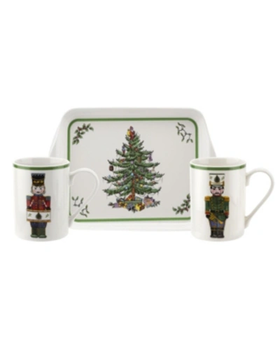 Spode Christmas Tree Nutcracker 3 Piece Mug And Melamine Tray Set In Green