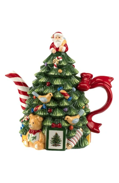 Spode Christmas Tree Figural Tree Teapot In Green