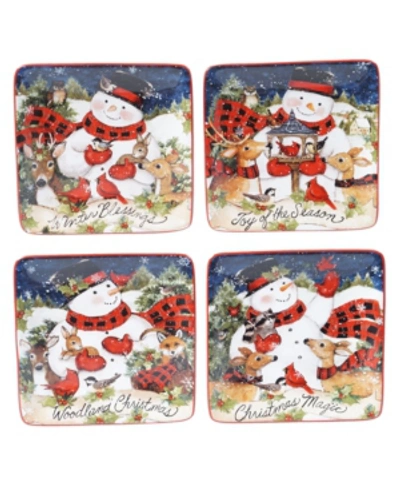 Certified International Magic Of Christmas Snowman 4 Piece Canape Plate In Open Miscellaneous