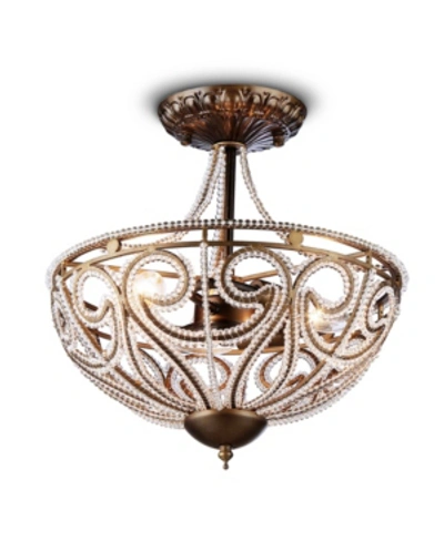Home Accessories Drake 10" 3-light Indoor Semi-flush Mount Chandelier With Light Kit In Brown