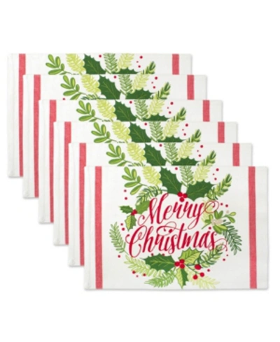Design Imports Merry Christmas Print Placemat, Set Of 6 In Green