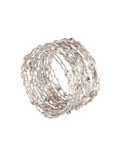Saro Lifestyle Metal Design Napkin Ring, Set Of 4 In Silver