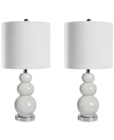 Abbyson Living Set Of 2 Gourd Table Lamps In White