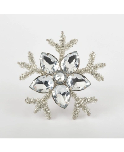 Saro Lifestyle Napkin Ring Collection Snowflake Design Napkin Ring, Set Of 4 In Silver
