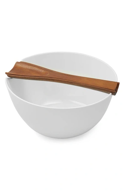 Nambe Quatro Salad Bowl With Servers In White