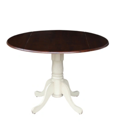 International Concepts 42" Round Dual Drop Leaf Pedestal Table In Coffee Bean