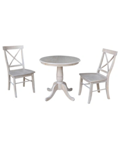 International Concepts 30" Round Top Pedestal Table- With 2 X-back Chairs