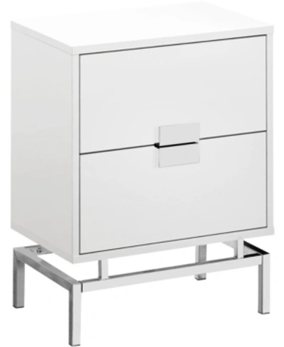 Monarch Specialties Chrome Metal 24"h Night Stand Accent Table In Glossy White