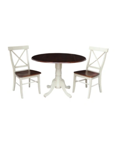International Concepts 42" Dual Drop Leaf Table With 2 X-back Chairs
