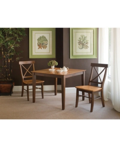 International Concepts 36x36 Dining Table With 2 X-back Chairs In Brown