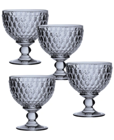 Villeroy & Boch Boston Blue Crystal Dessert Bowl/ Champagne Glass, Set Of 4