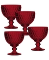 Villeroy & Boch Boston Red Crystal Dessert Bowl/ Champagne Glass, Set Of 4