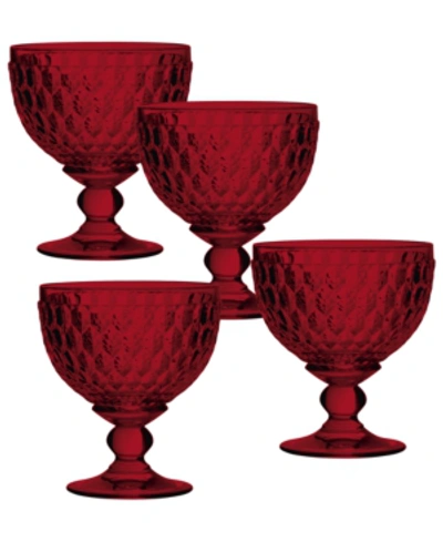 Villeroy & Boch Boston Red Crystal Dessert Bowl/ Champagne Glass, Set Of 4