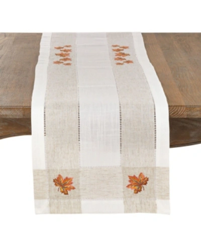 Saro Lifestyle Autumn Design Poly And Linen Blend Runner In Ivory