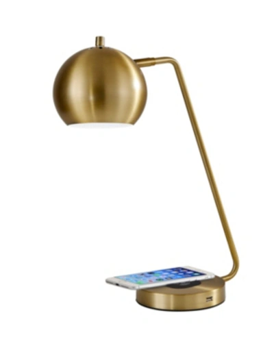 Adesso Emerson Wireless Charging Led Desk Lamp In Antique Bronze