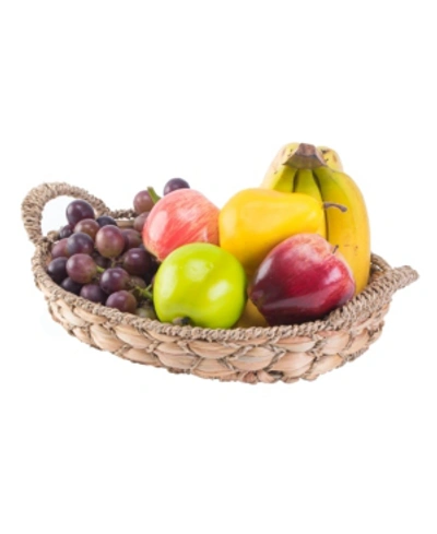 Vintiquewise Seagrass Small Fruit Bread Basket Tray With Handles In Natural