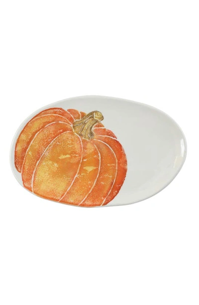 Vietri Pumpkins Small Oval Platter W/ Pumpkin In Misc