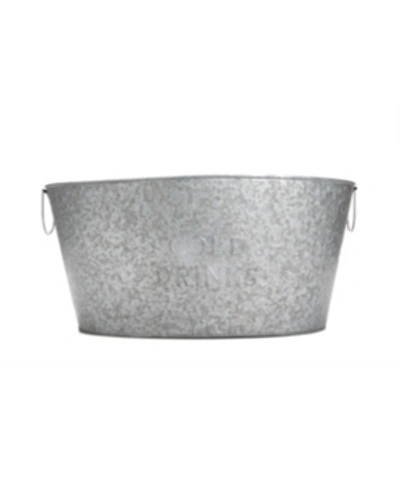 Mind Reader Large Round Galvanized Steel Beverage Tub With Handles In Silver