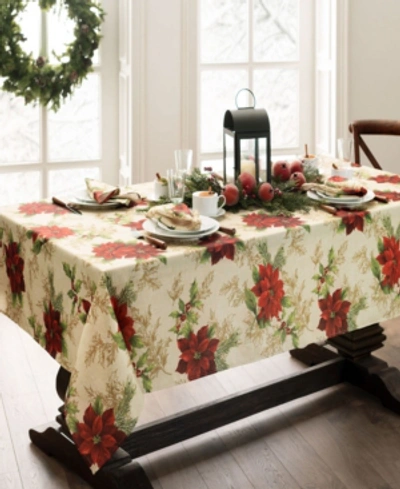 Elrene Festive Poinsettia Holiday Tablecloth 60x120 In Multi