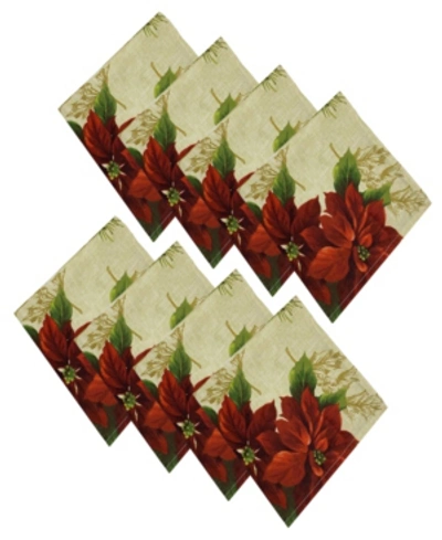 Elrene Festive Poinsettia Holiday Cloth Napkins, Set Of 4 In Multi