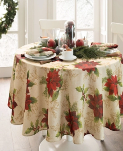 Elrene Festive Poinsettia Holiday Oval Tablecloth In Multi