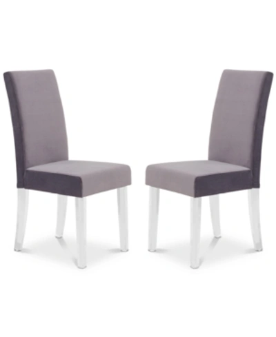 Armen Living Dalia Modern And Contemporary Dining Chair In Black Velvet With Acrylic Legs - Set Of 2 In Gray