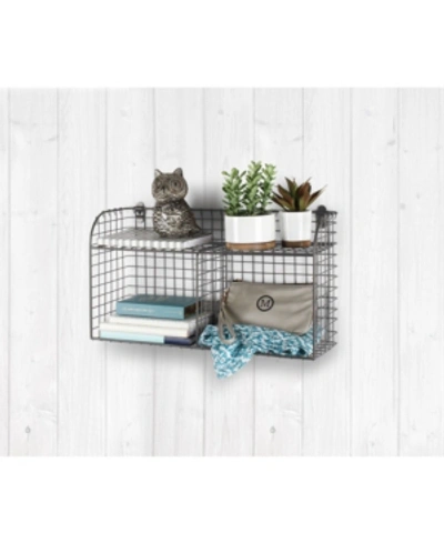 Spectrum Vintage-like Living Wall Mount Double Bin With Shelf In Slate