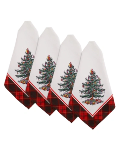 Spode Christams Tree Tartan Multicolored 4pc Napkins