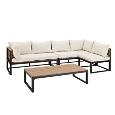 Walker Edison 4-piece All-weather Patio Conversation Set - Natural