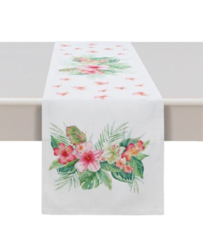 Laural Home Tropical Island 13x90 Table Runner In Pink And Green