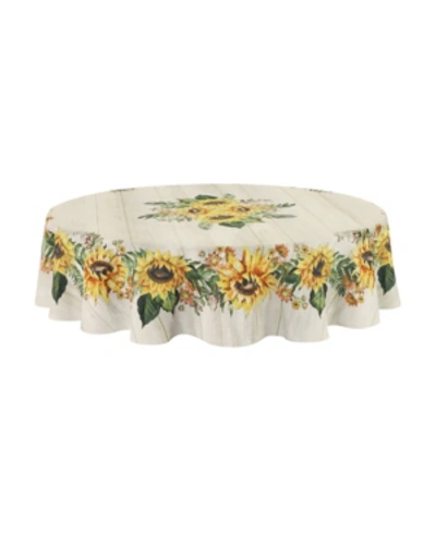 Laural Home Sunflower Day 70 Round Tablecloth In Yellow Green And Shiplap