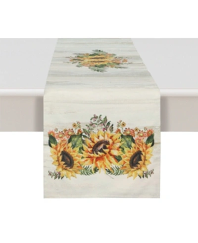 Laural Home Sunflower Day 13x72 Table Runner In Yellow Green And Shiplap