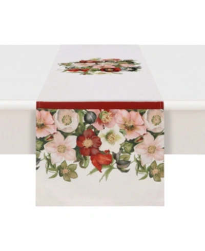 Laural Home Vintage Petals 13x90 Table Runner In Red Green Blush And Beige
