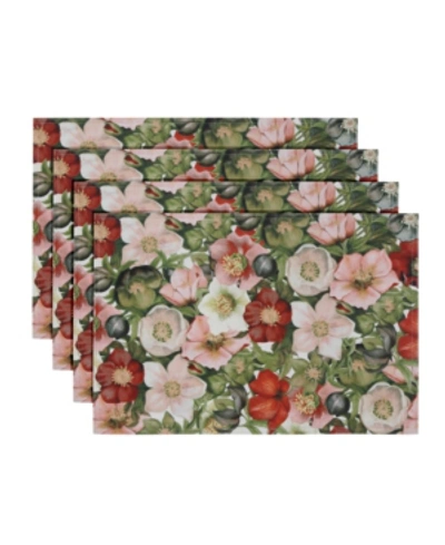 Laural Home Vintage Petals 13x19 Placemat In Red Green Blush And Beige
