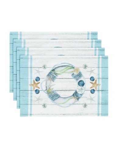 Laural Home Coastal Reef 13x19 Placemat In Blue Coral And Shiplap
