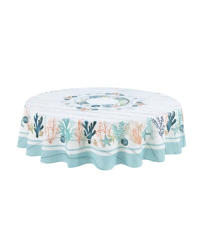 Laural Home Coastal Reef 70 Round Tablecloth In Blue Coral And Shiplap