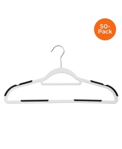 Honey Can Do 50-pack Slim Plastic Hangers With Anti-slip Rubber Grips In White