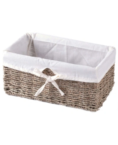 Vintiquewise Seagrass Shelf Basket Lined With Lining In Brown