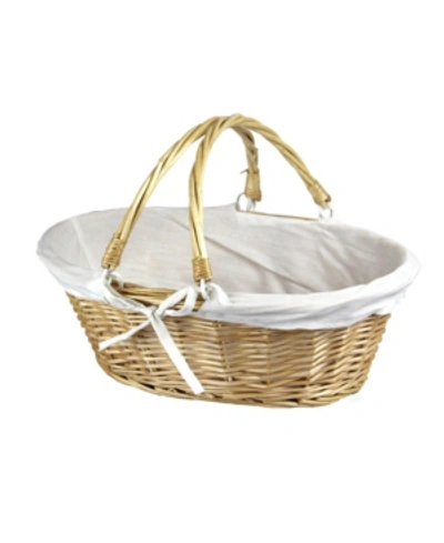 Vintiquewise Oval Willow Basket With Double Drop Down Handles In Light Brown