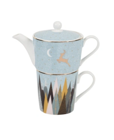 Portmeirion Sara Miller Frosted Pines 12 oz Tea For One In Multi