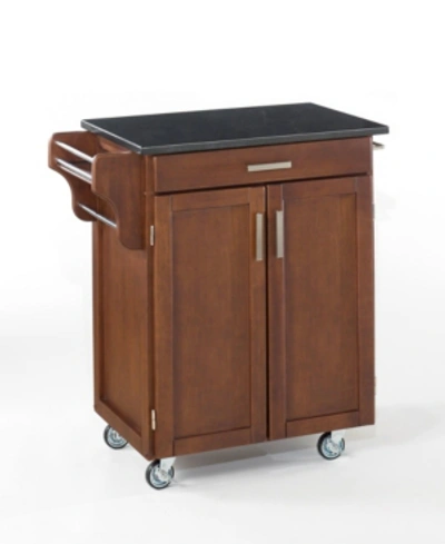 Home Styles Cuisine Cart Cherry Finish Granite Top In Open Brown