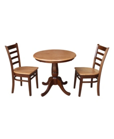 International Concepts 30" Round Top Pedestal Table- With 2 Chairs