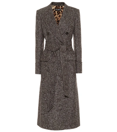 Dolce & Gabbana Tweed Coat In Grey