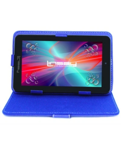 Linsay 7" Quad Core 2gb Ram 32gb Android 10 Dual Camera Tablet With Blue Leather Case In Black