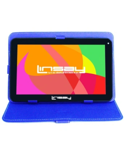 Linsay 10.1" New Tablet Quad Core 32gb Android 10 Bundle With Blue Leather Case In Black