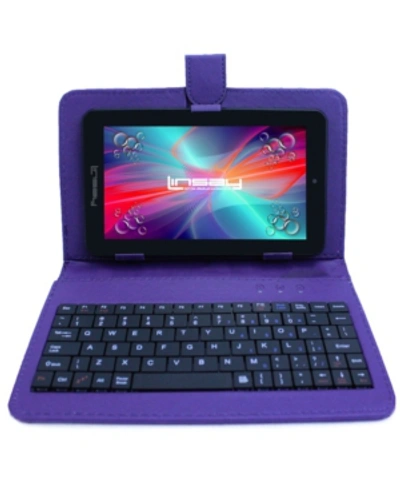 Linsay 7" Quad Core 2gb Ram 32gb Android 10 Dual Camera Tablet With Purple Leather Keyboard In Black