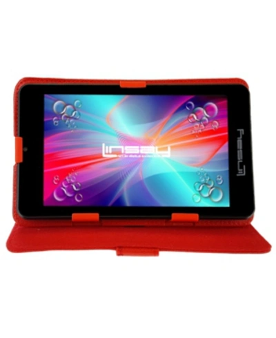 Linsay 7" Quad Core 2gb Ram 32gb Android 10 Dual Camera Tablet With Red Leather Case In Black