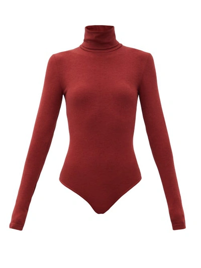 Wolford Colorado Burgundy Stretch-knit Bodysuit