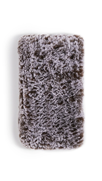 Adrienne Landau Faux Fur Knit Elastic Scarf In Grey Snowtop